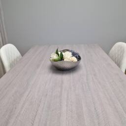 KOSY KOALA Grey Table With 4 White Padded Chairs Kitching Dining Set Dining Room Dining Set for 4 in Light Grey - Size: 140 cm x 80 cm - thumbnail 5