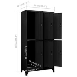 Berkfield Home Locker Cabinet Black 90x45x180 cm Steel - Size: 90 x 45 x 180 cm - thumbnail 8