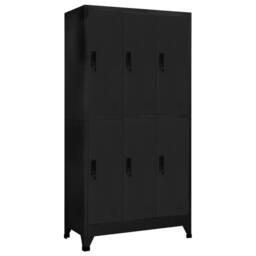 Berkfield Home Locker Cabinet Black 90x45x180 cm Steel - Size: 90 x 45 x 180 cm - thumbnail 2