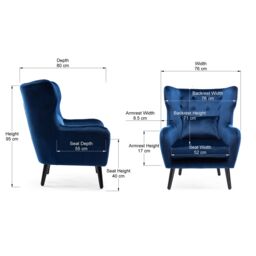 More4Homes Winslow Wing Back Fabric Occasional Button Back Armchair w Footstool in Navy - thumbnail 7