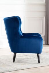 More4Homes Winslow Wing Back Fabric Occasional Button Back Armchair w Footstool in Navy - thumbnail 6