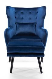 More4Homes Winslow Wing Back Fabric Occasional Button Back Armchair w Footstool in Navy - thumbnail 3