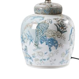 Wyld and Coco Hand-Painted Blue and White Porcelain Table Lamp Linen Shade - thumbnail 6