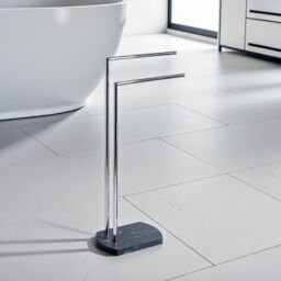 Showerdrape Octavia Grey Marble & Chrome Freestanding Towel Stand - thumbnail 1