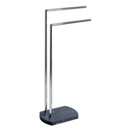 Showerdrape Octavia Grey Marble & Chrome Freestanding Towel Stand - thumbnail 3