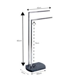Showerdrape Octavia Grey Marble & Chrome Freestanding Towel Stand - thumbnail 2