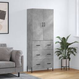 Berkfield Home Highboard Concrete Grey 69.5x34x180 cm Engineered Wood - thumbnail 2