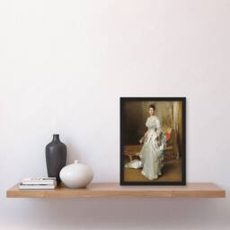 Artery8 John Singer Sargent Framed Wall Art Print Mrs Henry White Portrait in Brown - Size: A4 - thumbnail 2