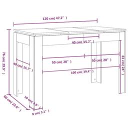 Berkfield Home Dining Table Black 120x60x76 cm Engineered Wood - Size: 120 x 60 x 76 cm - thumbnail 7
