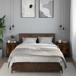 Berkfield Home Bedside Cabinets 2 pcs Smoked Oak 40x31x50 cm Engineered Wood & Metal in Brown - Size: 40 x 31 x 50 cm - thumbnail 3