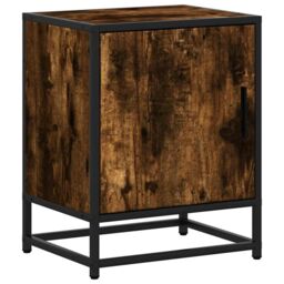 Berkfield Home Bedside Cabinets 2 pcs Smoked Oak 40x31x50 cm Engineered Wood & Metal in Brown - Size: 40 x 31 x 50 cm - thumbnail 6