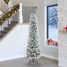 Berkfield Home Stunning Artificial Christmas Tree with 300 LEDs Green & white - thumbnail 2