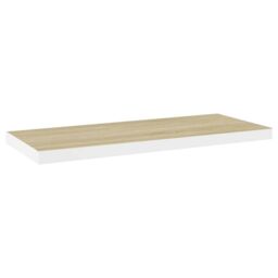 Berkfield Home Floating Wall Shelves 2 pcs Oak & White 80x23.5x3.8 cm MDF in Brown - thumbnail 4