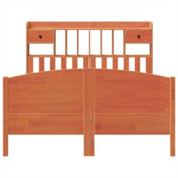 Berkfield Home Bookcase Bed without Mattress Wax Brown 160x200cm Solid Wood Pine - Size: 160x200 cm - thumbnail 4