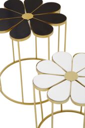 Orsina Set Of Two Black & White Petal Tables, Flower Shaped Side Tables With Gold Frame, Stylish Accent Tables - thumbnail 5