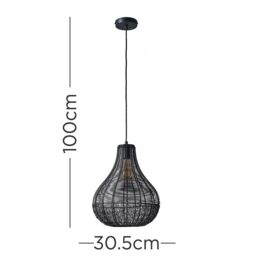 ValueLights Matt Black Ceiling Light Pendant - thumbnail 4