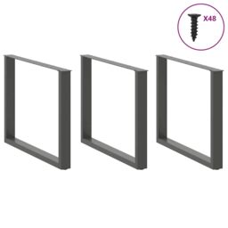 Berkfield Home Coffee Table Legs U-Shaped 2 pcs Anthracite 100x(72-73) cm Steel in Black - thumbnail 3