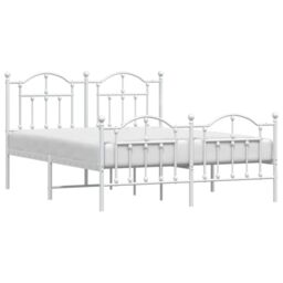 Berkfield Home Metal Bed Frame with Headboard & Footboard White 140x200 cm - thumbnail 3