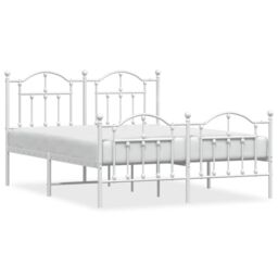 Berkfield Home Metal Bed Frame with Headboard & Footboard White 140x200 cm - thumbnail 2