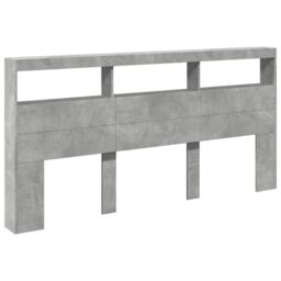 Berkfield Home Headboard Cabinet with LED Concrete Grey 200x17x102 cm - Size: 200 x 17 x 102 cm - thumbnail 3