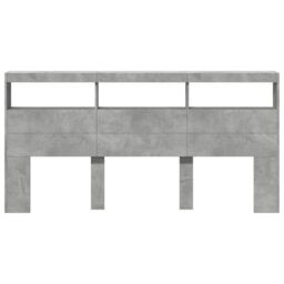 Berkfield Home Headboard Cabinet with LED Concrete Grey 200x17x102 cm - Size: 200 x 17 x 102 cm - thumbnail 6
