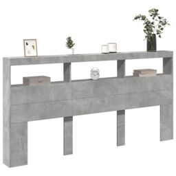 Berkfield Home Headboard Cabinet with LED Concrete Grey 200x17x102 cm - Size: 200 x 17 x 102 cm - thumbnail 5