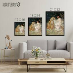 "Artery8 Frederick Stuart Church Lady & the Tiger Framed Canvas Art Print - Size: W12"" x H16""" - thumbnail 4