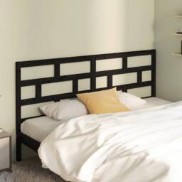 Berkfield Home Bed Headboard Black 186x4x100 cm Solid Wood Pine - Size: 186 x 4 x 100 cm - thumbnail 2