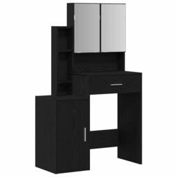 Berkfield Home Elegant Dressing Table with Mirror&LED Lights Black Oak Engineere - thumbnail 3