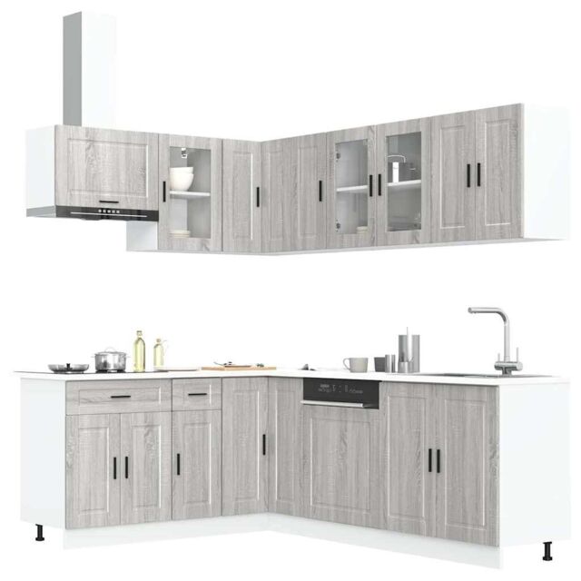 Berkfield Home 11 Piece Kitchen Cabinet Set Porto Grey Sonoma Engineered Wood - image 1