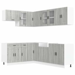 Berkfield Home 11 Piece Kitchen Cabinet Set Porto Grey Sonoma Engineered Wood - thumbnail 2