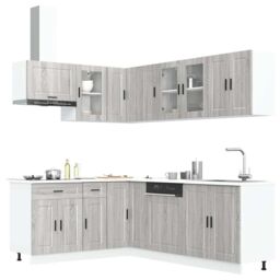 Berkfield Home 11 Piece Kitchen Cabinet Set Porto Grey Sonoma Engineered Wood - thumbnail 1