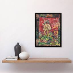 Artery8 Man In Folk Costume Surreal Kubincan Framed Wall Art Print - Size: A4 - thumbnail 4