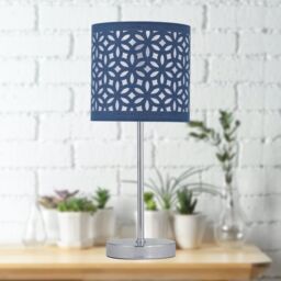 First Choice Lighting Chrome Touch Operated Table Lamp with Navy Blue Cut Out Shade in Silver - thumbnail 9