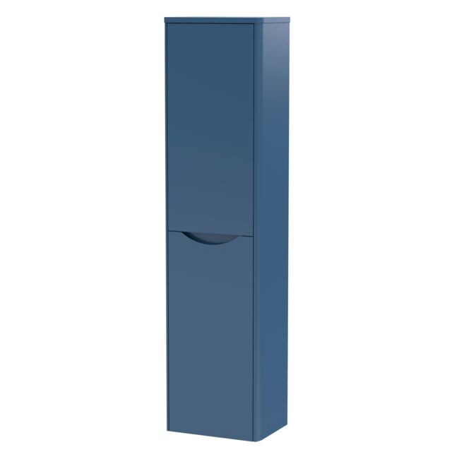 Balterley Modern Bathroom 1 Soft Close Door Wall Hung Tall Cabinet, Blue, 356mm in Blue - image 1