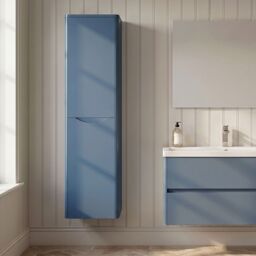 Balterley Modern Bathroom 1 Soft Close Door Wall Hung Tall Cabinet, Blue, 356mm in Blue - thumbnail 8