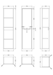 Balterley Modern Bathroom 1 Soft Close Door Wall Hung Tall Cabinet, Blue, 356mm in Blue - thumbnail 7