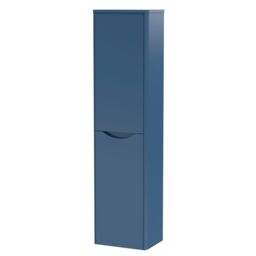 Balterley Modern Bathroom 1 Soft Close Door Wall Hung Tall Cabinet, Blue, 356mm in Blue - thumbnail 1