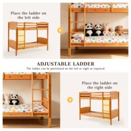 Comfy Living Ltd Kids Wooden Bunk Bed In Various Colours & Sizes in Light Brown - Size: Single - thumbnail 4