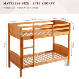 Comfy Living Ltd Kids Wooden Bunk Bed In Various Colours & Sizes in Light Brown - Size: Single - thumbnail 6