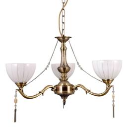 Netlighting Stylized Chandeliers Golden 3 Light with Milky Glass Shade E27 in Gold