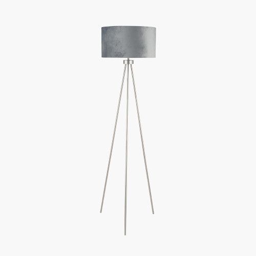 Ruma Minimalist Metal Tripod Floor Lamp For Living Room Black Shade in Silver - image 1