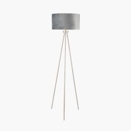 Ruma Minimalist Metal Tripod Floor Lamp For Living Room Black Shade in Silver - thumbnail 2