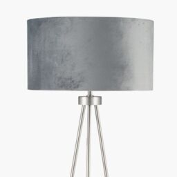 Ruma Minimalist Metal Tripod Floor Lamp For Living Room Black Shade in Silver - thumbnail 4