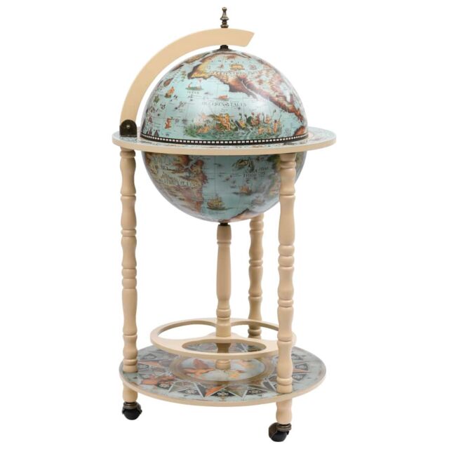 Berkfield Home Globe Bar Wine Stand Eucalyptus Wood Blue - image 1
