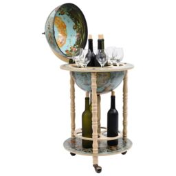 Berkfield Home Globe Bar Wine Stand Eucalyptus Wood Blue - thumbnail 3