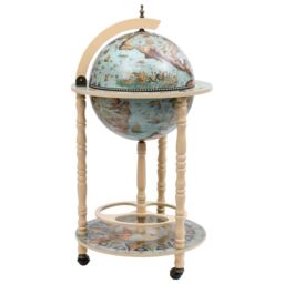 Berkfield Home Globe Bar Wine Stand Eucalyptus Wood Blue - thumbnail 1