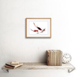 "Artery8 Wall Art Print Japan Koi Fish Black & Red Art Framed 9x7 inch in Beige - Size: W7"" x H9""" - thumbnail 2