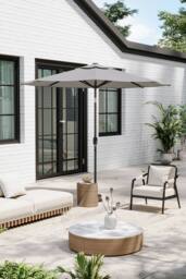 Garden Sanctuary Solar 24 LED Lights Garden Parasol with Crank in Light Grey - thumbnail 3