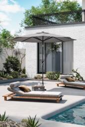 Garden Sanctuary Solar 24 LED Lights Garden Parasol with Crank in Light Grey - thumbnail 2